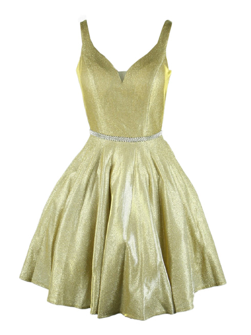 Cinderella Couture Gold V Neck Junior Bridesmaid Dress for Women, Sizes XS-3XL - SophiasStyle.com